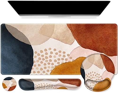 iCasso Table Mat for Workspace, Color Block 35.4"x15.7" Keyboard Mat