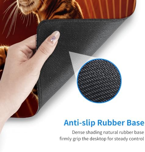 Bengal Cat Gaming Mouse Pad Large Mouse Pad 11.8x31.5 in Red Gold