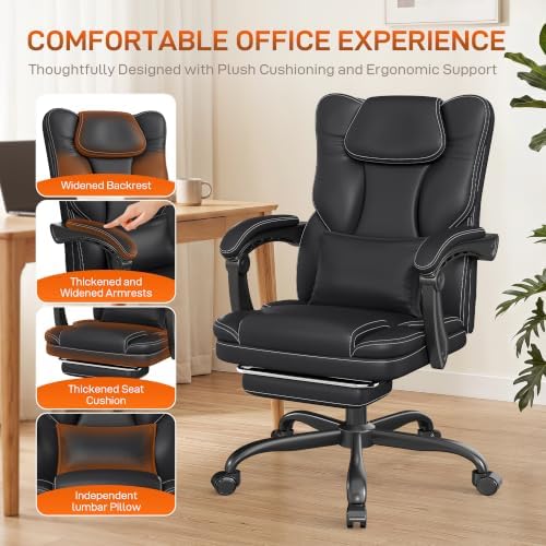 Ergonomic Office Chair, Executive Computer Desk Chair with Foot Rest, Black