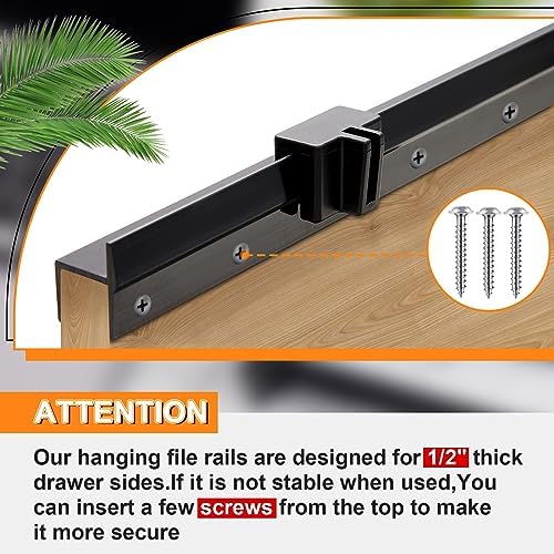 Leinuosen 6 Pcs File Cabinet Rails file folder for drawers, 1/2 Inch Wide