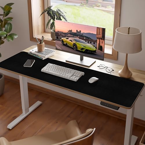 Leather Desk Pad Mat, Large Black Desk Mat, 47.2" x 16.9"