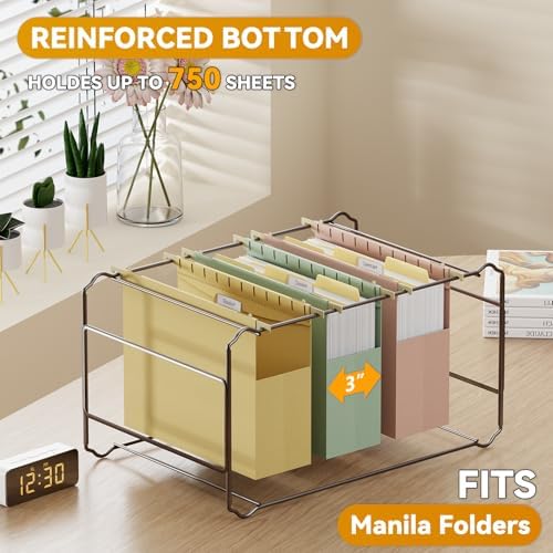 Extra Capacity Hanging File Folders Letter Size,3" Expansion Hanging File Organizer for Home Office,Plastic Filing Cabinet Folders with Tabs,12 Pack Pastel Heavy Duty Folders for File Box Frame