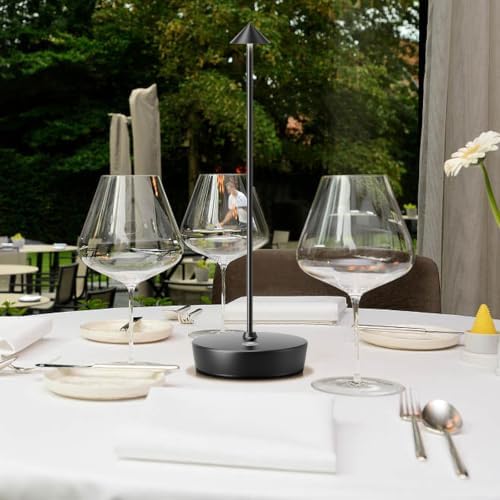 Set of 2 LED Cordless Table Lamp, Rechargeable Battery Operated Dimmable Restaurant Table Lamp, 6000mAh, Outdoor Patio Black