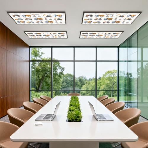 4 Pcs Fluorescent Light Covers for Ceiling Lights Truck tractor excavator Magnetic Light Filters Decorative for Classroom Office Hospital Home 4x2 Ft