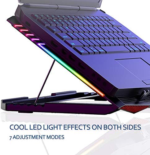 MeFee RGB Laptop Cooling Pad for 15.6-21 Inch Professional Gaming Laptop Cooler with 6 Quiet Fans and Button Control, Pure Metal Panel Portable Cooler
