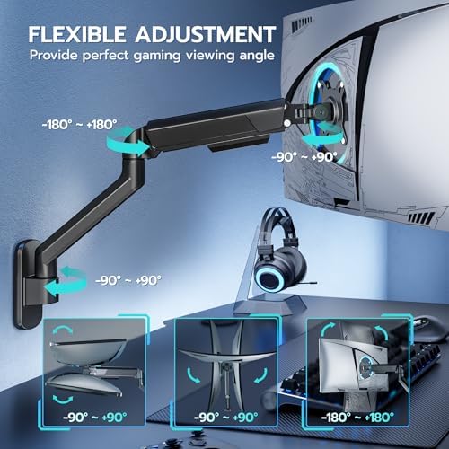 ARES WING 17-40 Inch Ultrawide Single Monitor Wall Mount, Black