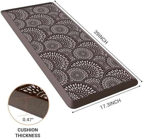 Mattitude 4/5 Inch Kitchen Mat, 20x53in Heavy Duty Ergonomic Comfort Foam Standing Desk Mat, Waterproof Non-Slip Standing Mats and Rugs for Kitchen, Office, Black