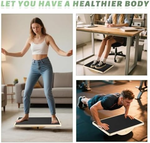 Professional Wooden Balance Board for Adults-Anti-Slip 350LBS Wobble Board for Physical Therapy Standing Desk Core Strength-Rocker Board Balancing Board