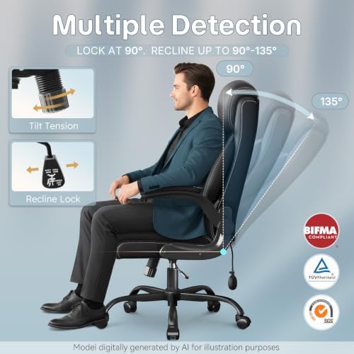 Ergonomic Office Chair,Inflatable Lumbar Support High Back Chair,Black