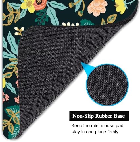 Small Mouse Pad, Mini Mouse Pad 6 X 8 Inch with Non-Slip Rubber Base for Keyboard Tray Laptops Wireless Mouse Home Office Travel, Washable & Portable (Colorful Flowers)