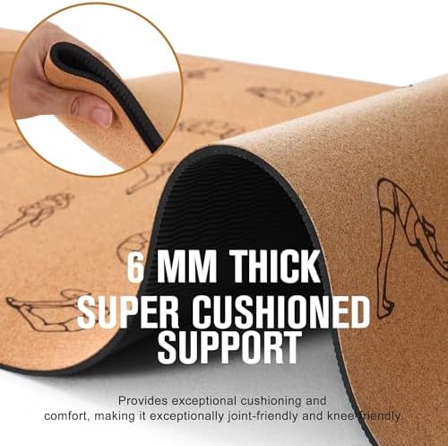 Umineux Cork Yoga Mat 1/4 & 2/5 Inch Thick 72 x 26 in