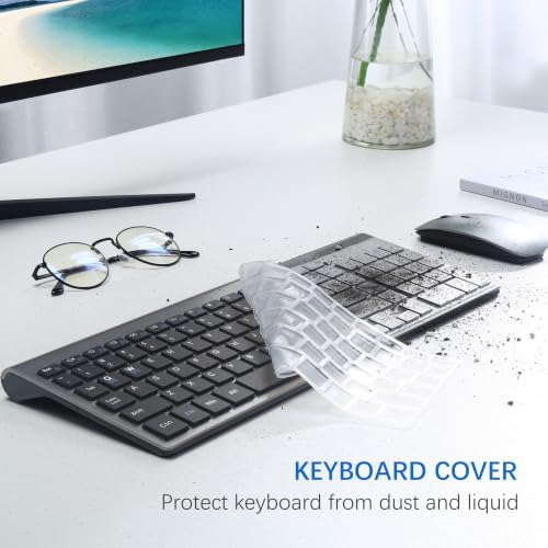 Wireless Keyboard and Mouse Ultra Slim Combo with Dual System - Gray Black