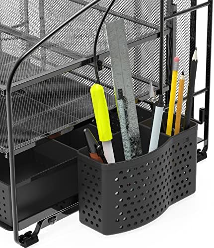 Simple Houseware 3-Tier Desk Organizer with Sliding Drawer, Black
