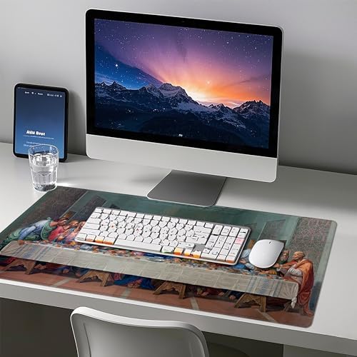 Mouse Pad with Last Supper – Religious Scenario Desk Pad – Portable Computer Mousepad – Gaming, Office, Waterproof, Non-Slip, Stitched Edges 35.5 x 15.7inches x 3mm