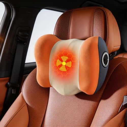 Car Headrest Pillow Neck Support Cushion with Vibration Massage & Heat