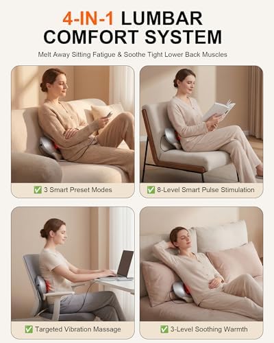 Electric Lumbar Traction Device, Smart Lower Back Massager with Heat