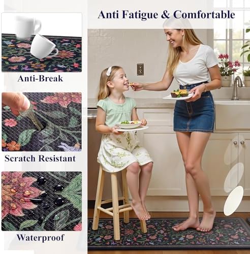 Collive Kitchen Mats Cushioned Anti Fatigue, Kitchen Rugs Sets of 2
