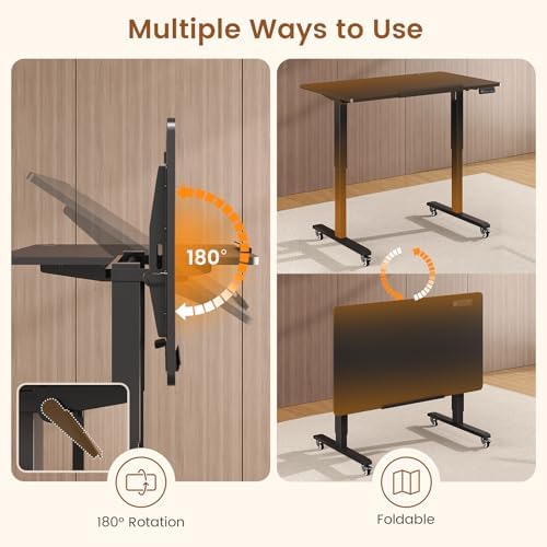 SEDETA 47 x 24 Inches Electric Standing Desk, 180° Tiltable Mobile Rising