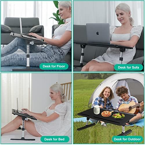 KLEAR Laptop Bed Tray Desk with Adjustable Height & Angle, No Drawer, Black