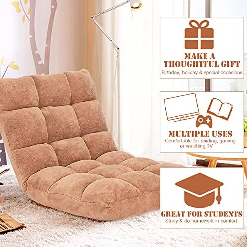 GIANTEX Floor Chairs for Adults, Floor Gaming Chair w/Back Support (Beige)
