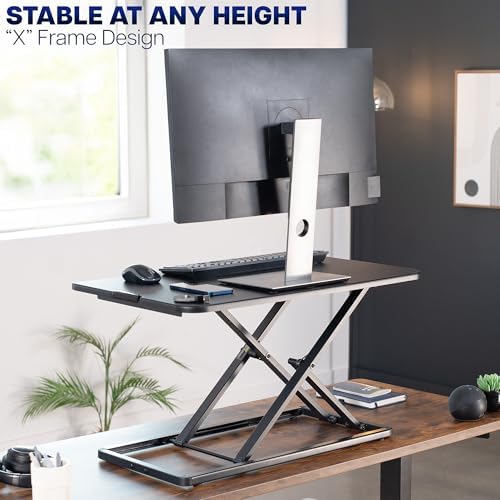 VIVO Black 29 in Single Top Standing Desk Converter, DESK-V000U