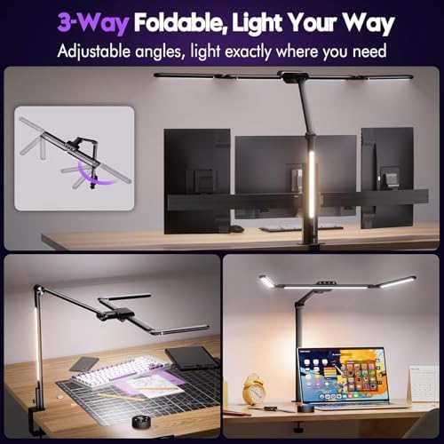 Quntis 32.3" Eye Care Architect Desk Lamps with Clamp for Office Home Dorm