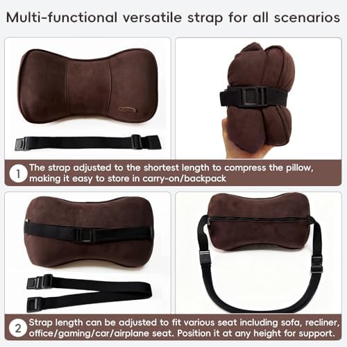 Memory Foam Neck Support Pillow for Car Recliner Headrest Pillow Brown