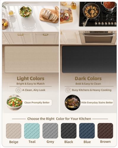 Color&Geometry Kitchen Mat for Floor 17x59 Anti Fatigue Easy Clean, Beige