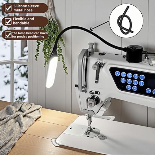 30 LED Sewing Machine Light with Super Strong Magnetic Base -Fully Flexible Silicone Neck Task Lamp for Craft Tables,Drill Press,Desk,Workbench,Lathe & Music Stand - Eye Caring,No Flicker,Durable