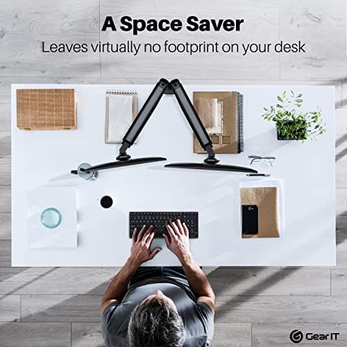 GEARit Dual Monitor Mount (Up to 32 Inch, 19.8 lbs) Desk Stand Mount for LCD LED Monitor, Fully Adjustable Articulating Gas Spring Arm with Quick Release (Tilt, Swivel, Rotate) Vesa 75 100