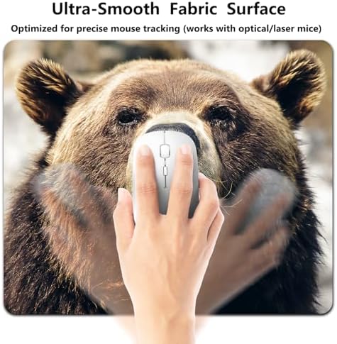 9.5x7.9 Inch Office/Gaming Mouse Pad, Intense Gaze of a Brown Bear Cute Anti-Slip Mat for Desk