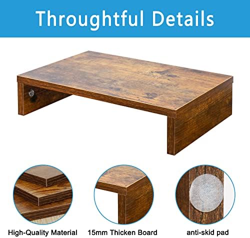 TEAMIX Wood Monitor Stand Riser for Desk - 14.2 inch, Small Laptop Stand
