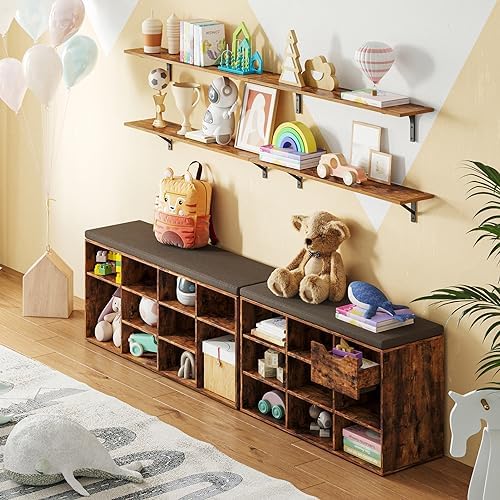 DINZI LVJ Long Wall Shelves, 47.3Inch Wooden Floating Shelves with Brackets