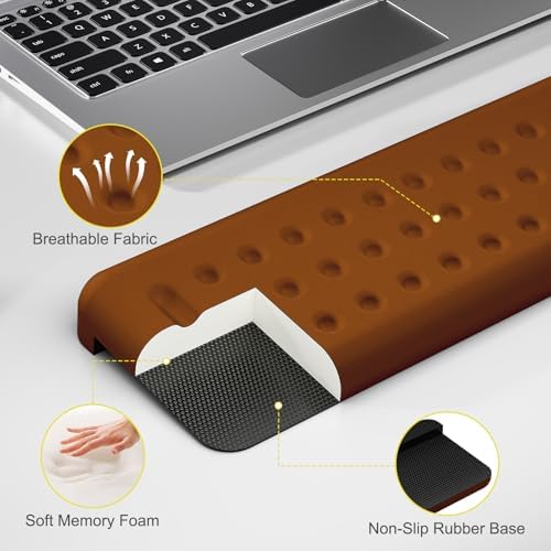 Leolee L-Shaped Desk Long Wrist Rest Elbow 60CM, Brown Arm Rest for Desk