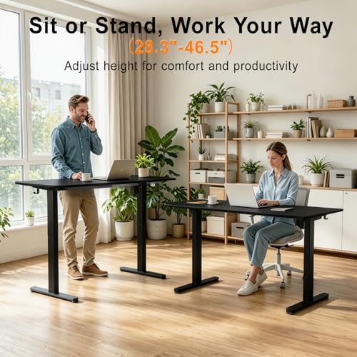 Electric Height Adjustable Desk for Home Office, 48 inches, Black