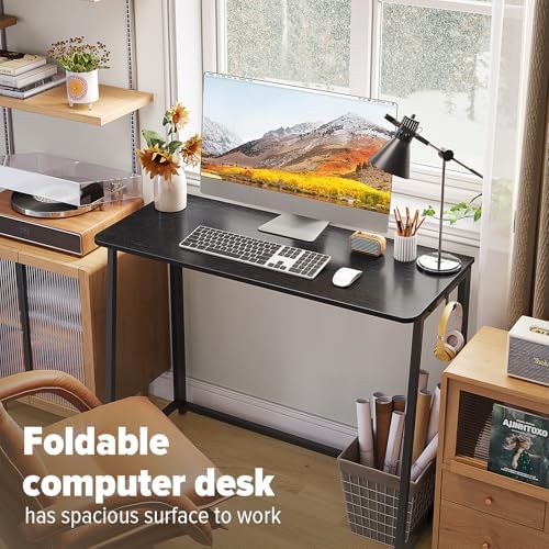 WOHOMO Folding Desk, 39.4" Foldable Computer Table for Small Spaces, Black