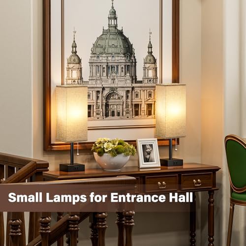 Fenmzee Bedside Lamp for Bedroom Set of 2 - Grey Table Lamp for Nightstand