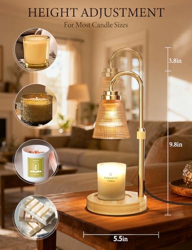 Candle Warmer Lamp with Timer Dimmable, Lamp Candle Warmer Birthday Gifts for Women, Black Adjustable Wax Melter Warmer for Jar Candles, House Warming Gift Home Decor