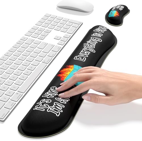 Dapesuom Enlarge Keyboard Wrist Rest, Memory Foam Wrist Cushion for Desk Mats Support, Typing Pain Relief Keyboard Mouse Pad Rests Set with Non-Slip Base for Gaming Laptop Computer, Black Dumpster