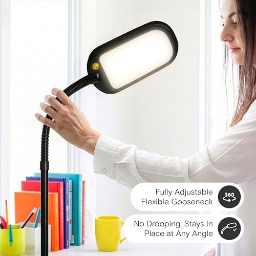 Brightech Litespan Slim LED Floor Reading Lamp - Tall with Adjustable Gooseneck, Dimmable for Living Rooms, Offices & Bedrooms - Black