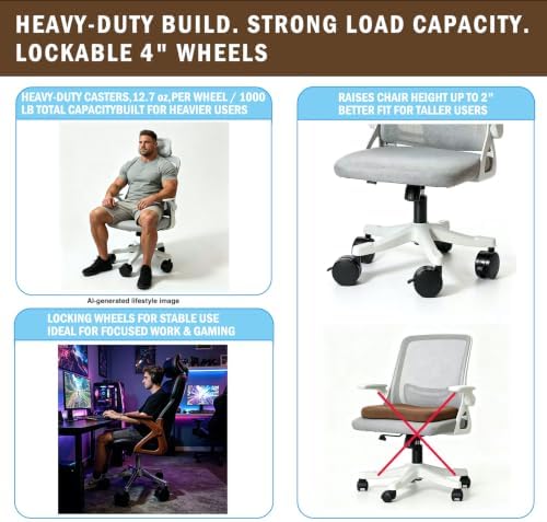 5-Pack 4" Extra Large Locking Chair Wheels for Carpet Hard Floors