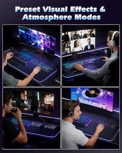 RGB Gaming Mouse Pad – LED Pixel Display with Custom Animations, Tempered Glass, Anti-Slip Base, App Control for Keyboard & Mouse, Multiple Sizes, L 23.5 x 17.8 in,Black