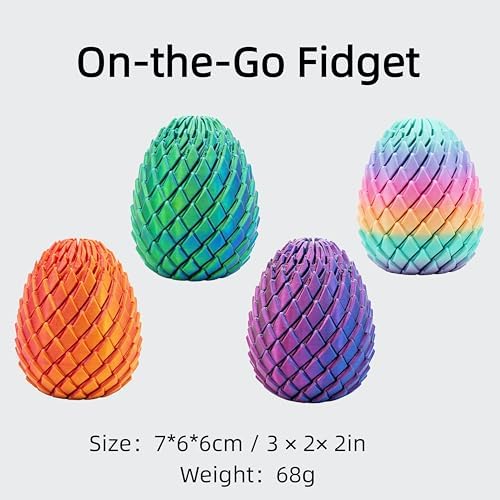 3D Printed Fidget Toy, Twisty Dragon Eggs, Spiral Slippery Egg Fidget Toy, Stress Relief Sensory Desk Toy for Adults and ADHD, Rotating Focus Anxiety Relief Pocket Toy (Bluegreen)