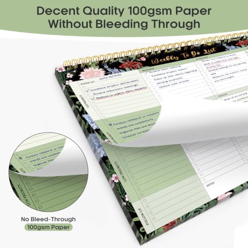 Taja Weekly To Do List Notepad, Undated Weekly Planner Pad, 8.5" x 11"