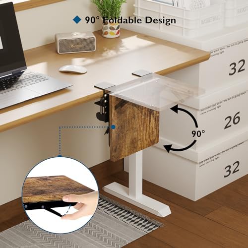 BONTEC Ergonomic Desk Extender Tray, 9.5"x9.1" Table Mount Arm Wrist Rest Shelf, 90° Foldable Elbow Support, Clamp on Computer Arm Rest for Desk, Office & Home Use, Durable & Easy to Install