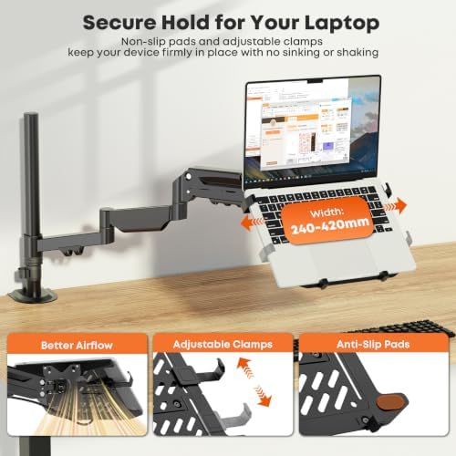 PUTORSEN Laptop Desk Mount for Max 18'' Laptop & 17-32'' Monitor