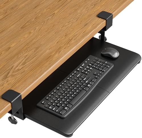 BONTEC Under Desk Keyboard Tray, Pull-Out Keyboard & Mouse Platform