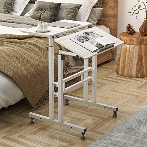 soges 23.6inch Height Adjustable Desk Laptop Desk on The Wheels, Beige