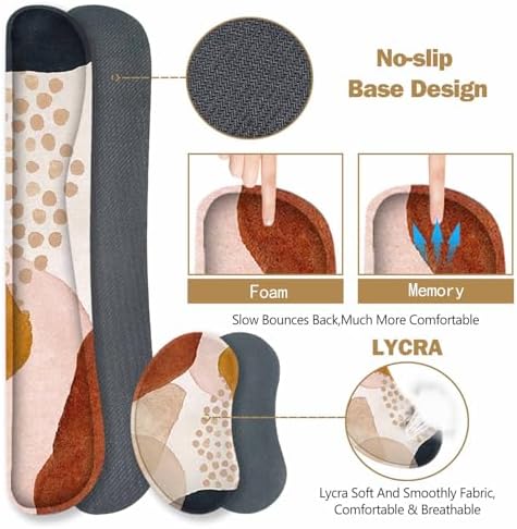 ToLuLu Extended Gaming Mouse Pad, Memory Foam Ergonomic Keyboard Mouse Wrist Rest Support Set, Large Desk Mat with Stitched Edges, Non-Slip Base Mousepad for Home Office and Game, Brown Boho Art