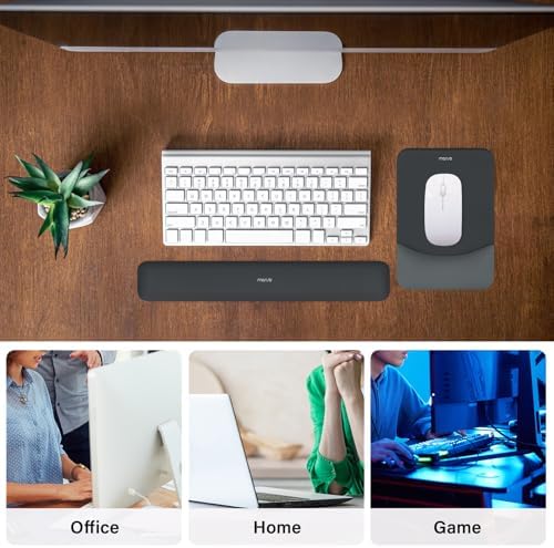MOSISO Wrist Rest Support Mouse Pad & Keyboard Set, Slate Gray